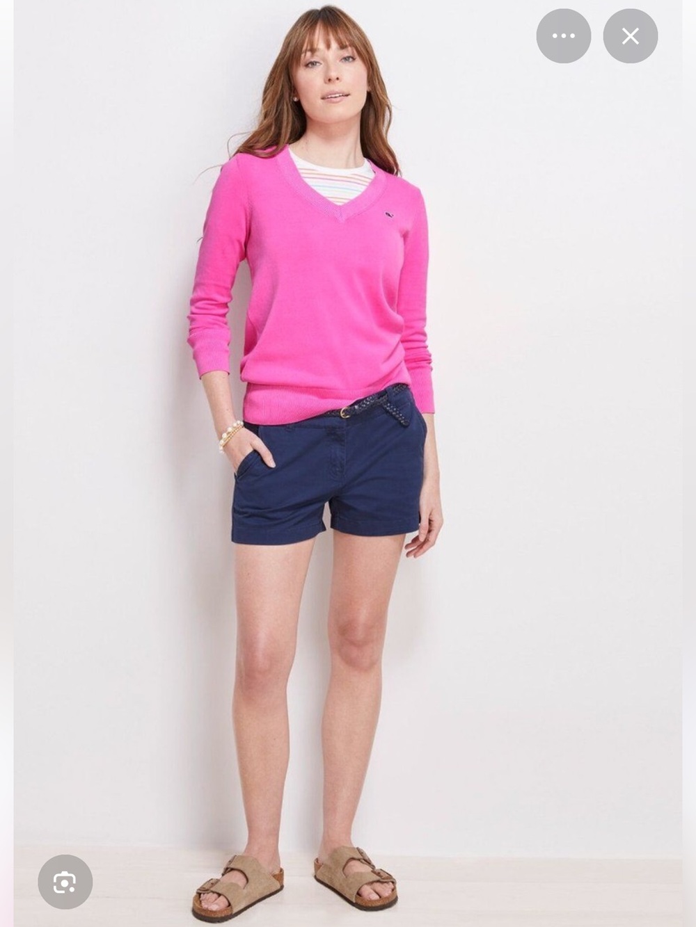 NWT Vineyard Vines HERITAGE COTTON Hot Pink V-Neck Sweater~S - Picture 8 of 13